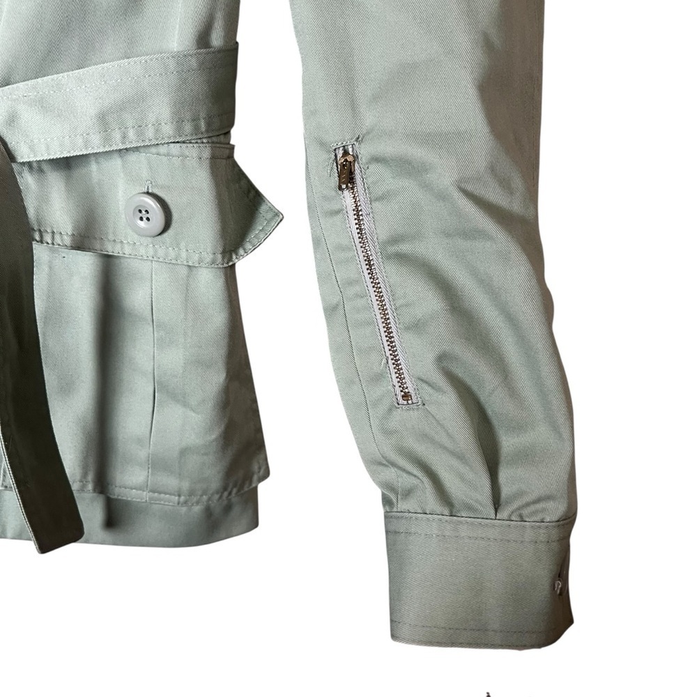 VTG 70s Montgomery Ward Utility Jacket Women Sz Small Green Hood Belt Safari 80s - Picture 4 of 15